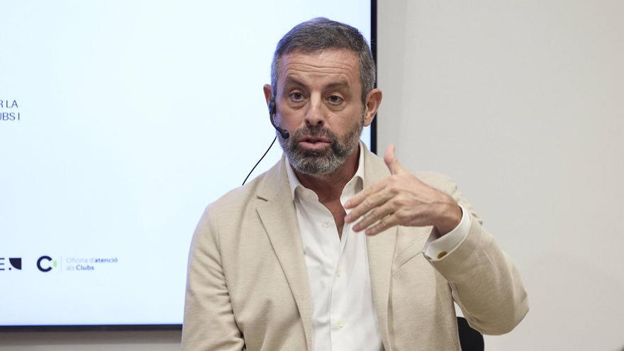 Sandro Rosell, durante la charla que ha dado en Barcelona.