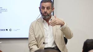 Sandro Rosell, durante la charla que ha dado en Barcelona.