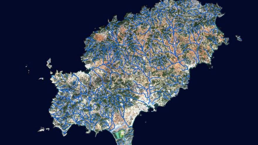 La red hidrológica provisional de Eivissa que se puede consultar en el visor del agua. | VISOR DEL AGUA