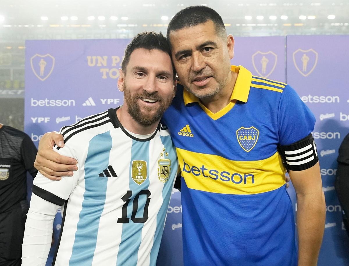 Messi y Riquelme en La Bombonera