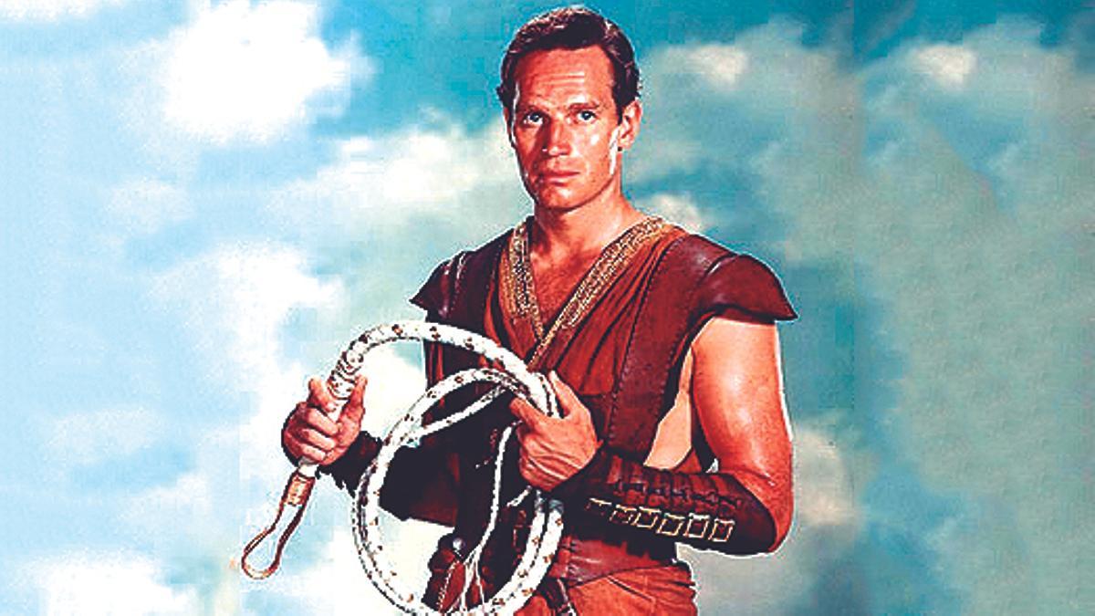 Charlton Heston en  un  cromo del álbum ‘Ben-Hur’, de Editorial Bruguera, 1960.