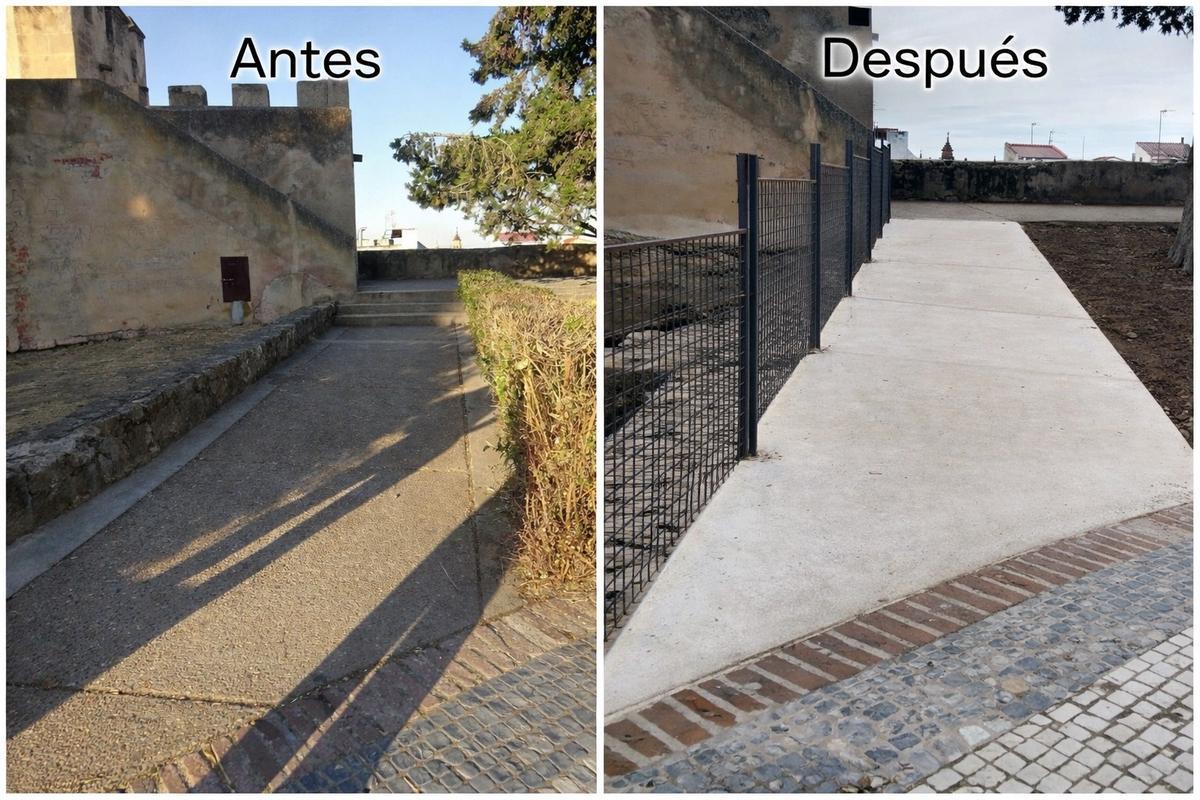 Antes y después del acceso al adarve a la Alcazaba de Badajoz.