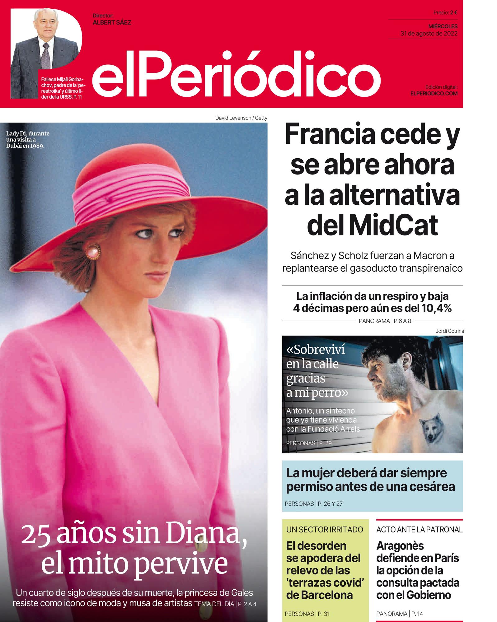 La portada de EL PERIÓDICO del 31 de agosto del 2022