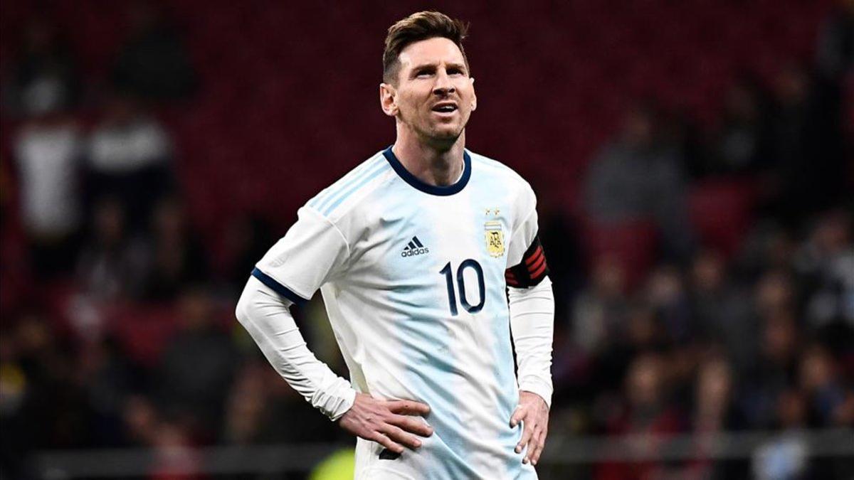 Messi durante el Argentina-Venezuela en el Wanda Metropolitano