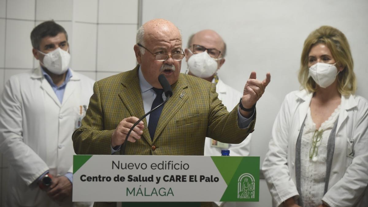 El consejero de Salud y Familias, Jesús Aguirre, en un acto celebrado este viernes en Málaga.