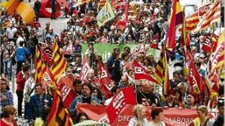 Imatge d&#039;arxiu de la manifestació de l&#039;1 de maig del 2015 a Girona.