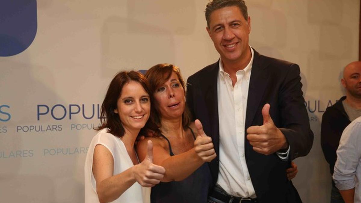 García Albiol, junto a Camacho y la número dos de la lista para el 27-S, Andrea Levy, en una foto de archivo.