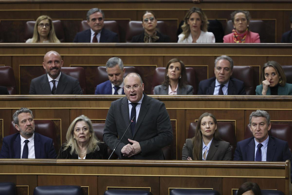 El secretario general del PP, Miguel Tellado, en un reciente pleno en el Congreso de los Diputados.