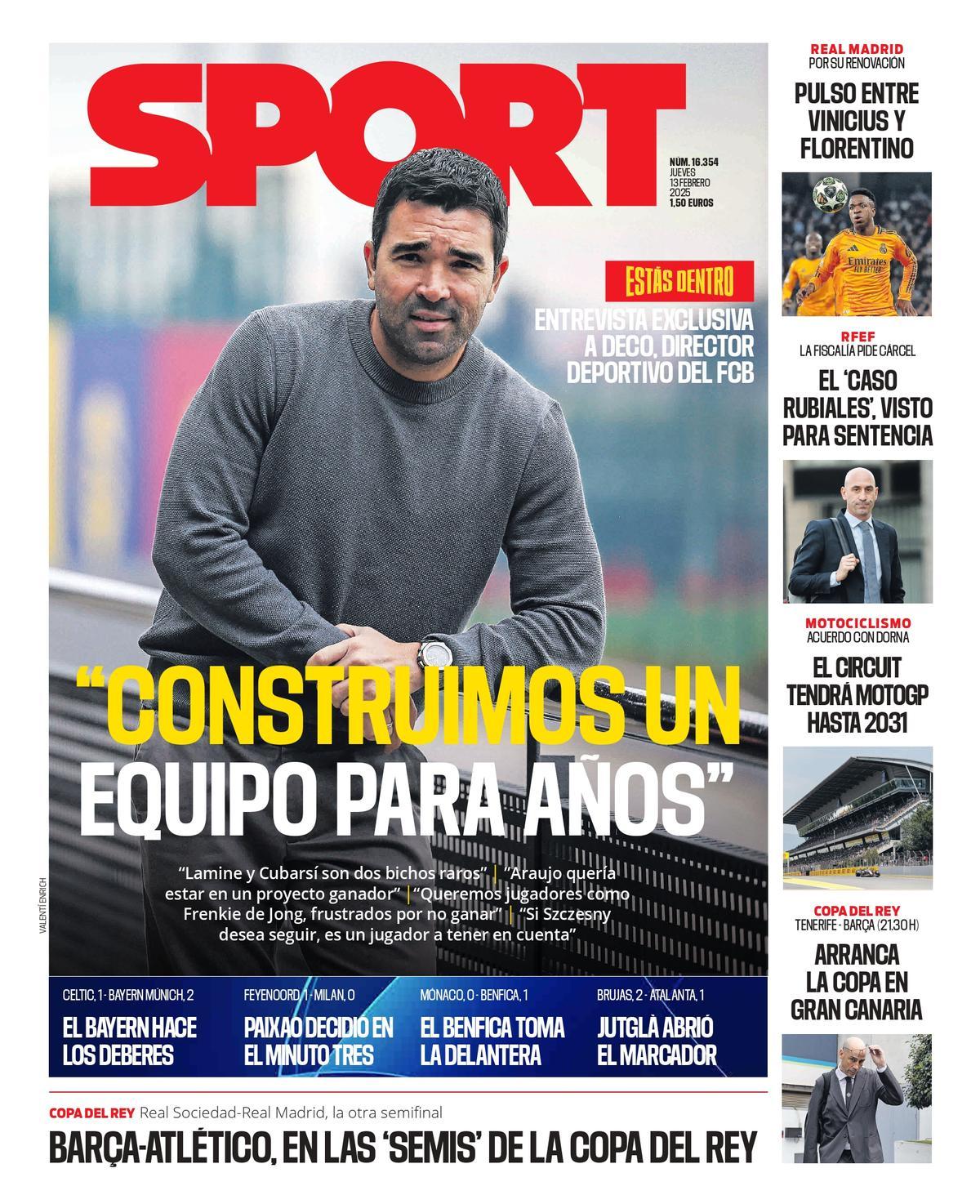 Esta es la portada de SPORT del jueves 13 de febrero de 2025