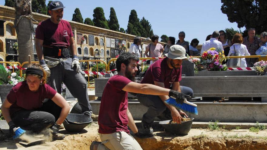 Trabajos de exhumación en la fosa 113 del cementerio de Paterna.