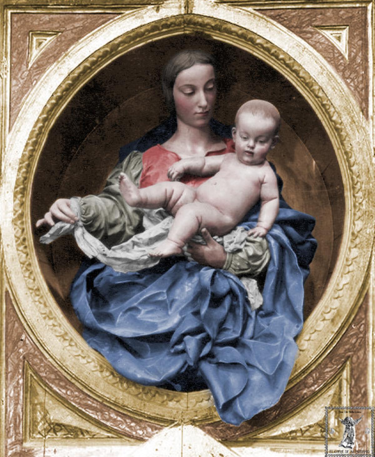 Fotografía coloreada de la Virgen de Belén, en Santo Domingo, destruida en 1931.
