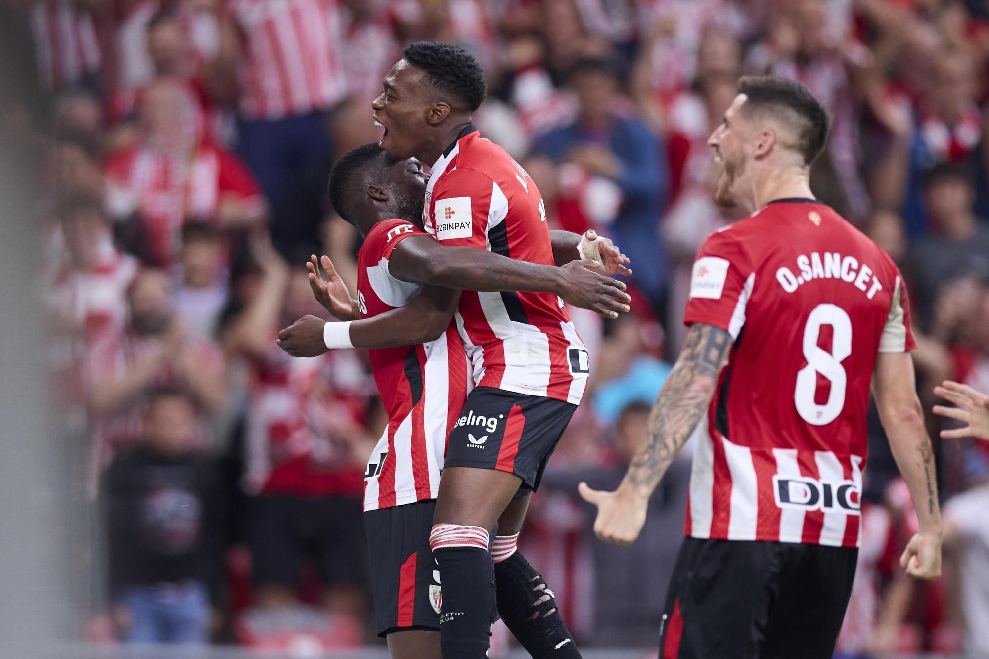 Alvaro Djalo of Athletic Club celebrates after scoring goal during the LaLiga EA Sports match between Athletic Club and RC Celta de Vigo at San Mames on September 22, 2024, in Bilbao, Spain. AFP7 22/09/2024 ONLY FOR USE IN SPAIN / Ricardo Larreina / AFP7 / Europa Press;2024;SPAIN;Soccer;Sport;ZSOCCER;ZSPORT;Athletic Club de Bilbao v RC Celta de Vigo- La Liga EA Sports;