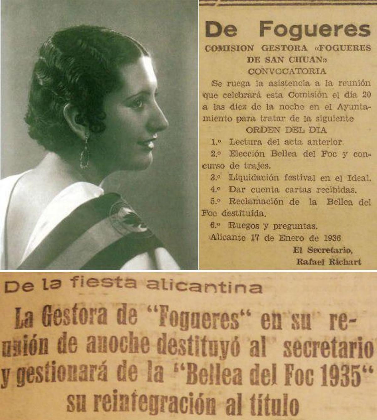 Angelita Ramírez, Bellea del Foc de 1935.