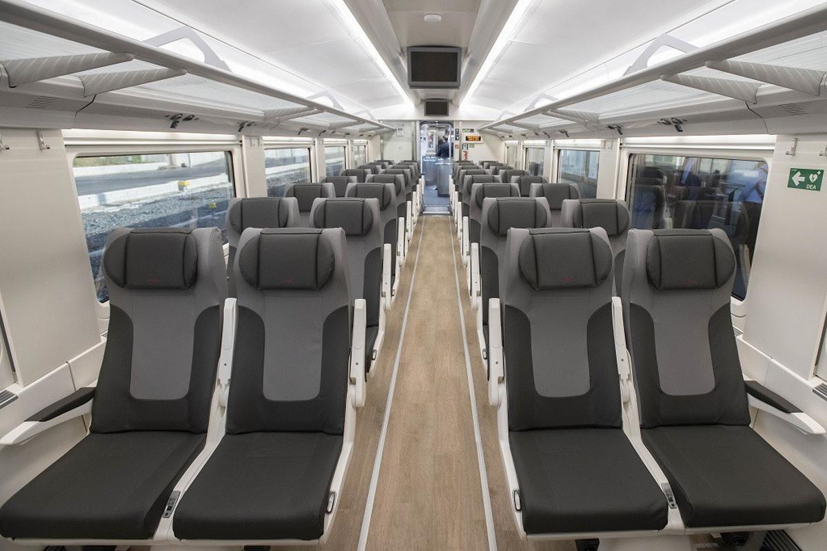 Interior de un tren Alvia de Renfe.