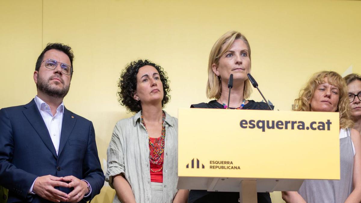 Pere Aragonès, Marta Rovira y Raquel Sans.