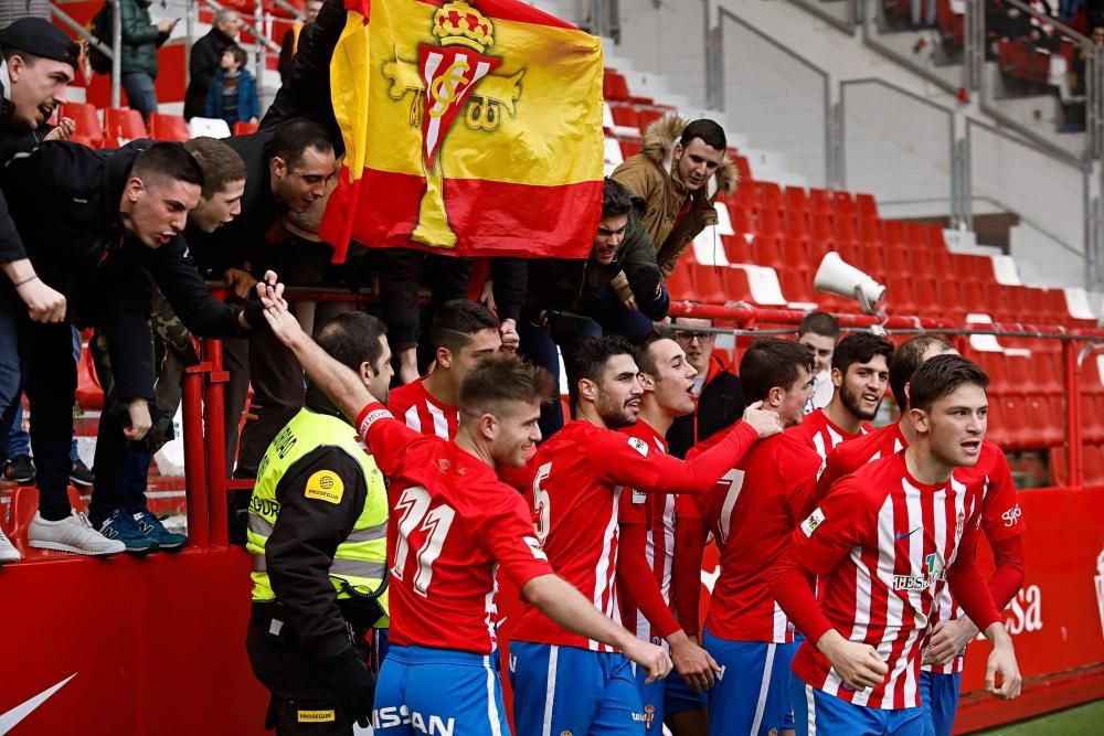 El partido entre el Sporting B y el Mirandés, en imágenes