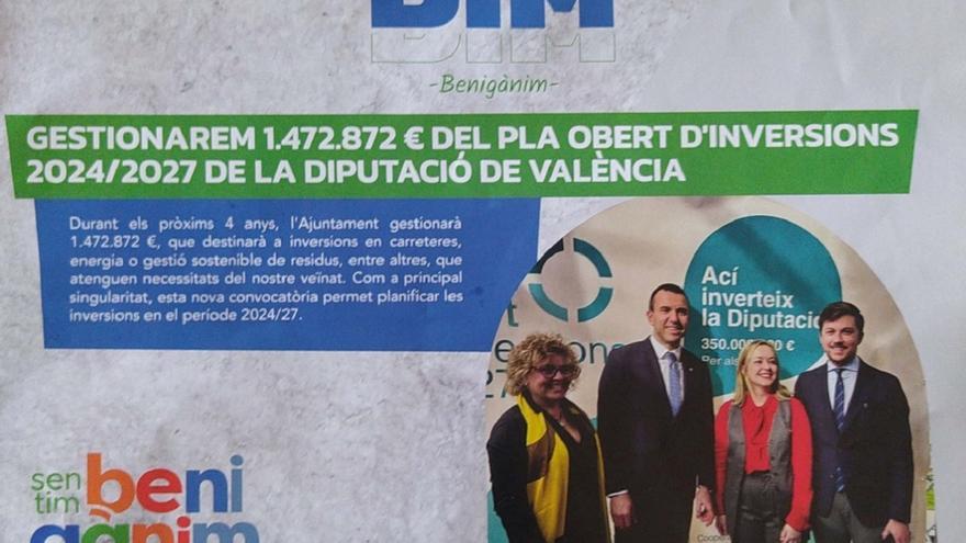 La Junta Electoral obliga a Benigànim a retirar un boletín informativo repartido por las casas