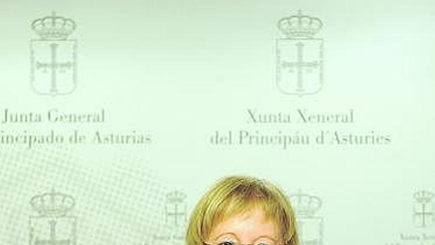 Emilia Vázquez, en el Parlamento asturiano.