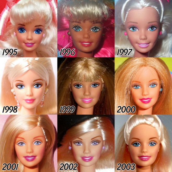La evolución de Barbie desde 1996 a 2003