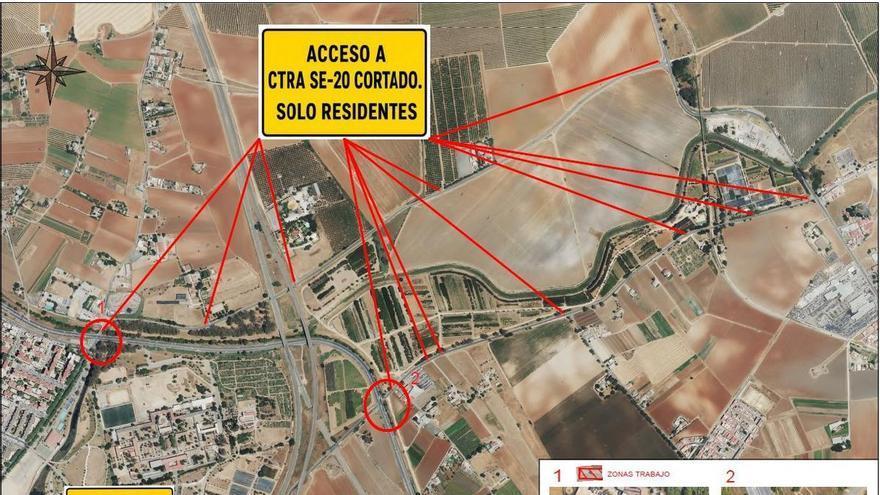 Obras en la SE-20: cuándo serán los cortes y qué rutas alternativas habrá