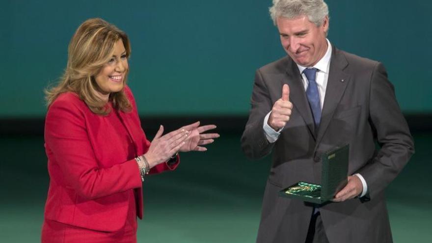 Miguel Ángel Arráez, junto a Susana Díaz el pasado domingo.