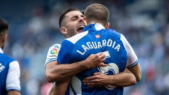 Laguardia celebra su gol ante el Atlético.