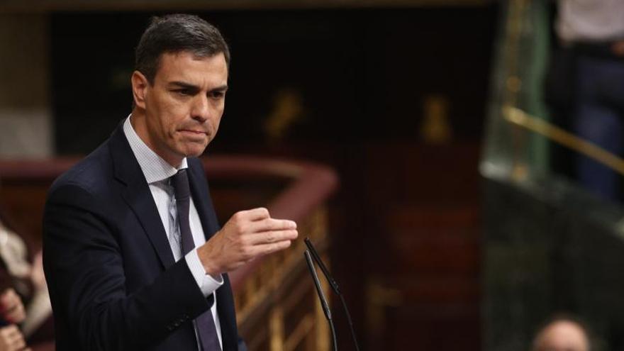 Pedro Sánchez durante el debate de la moción de censura.