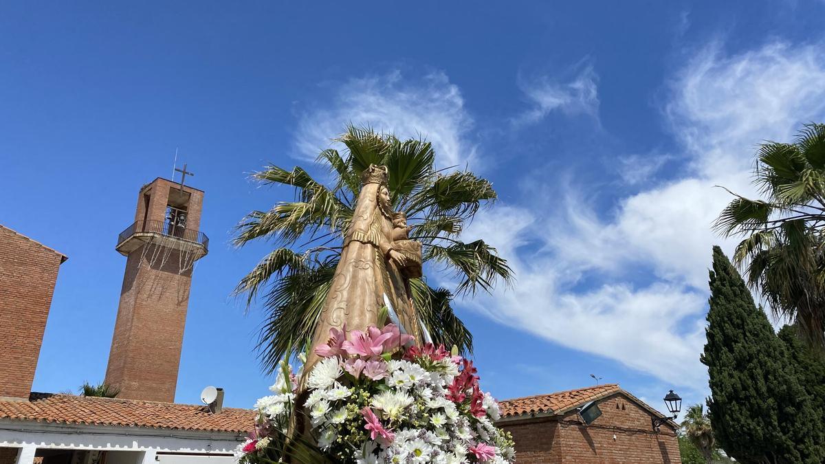 Réplica de la imagen de la patrona de Coria, con la que los vecinos de Puebla de Argeme saldrán en procesión.