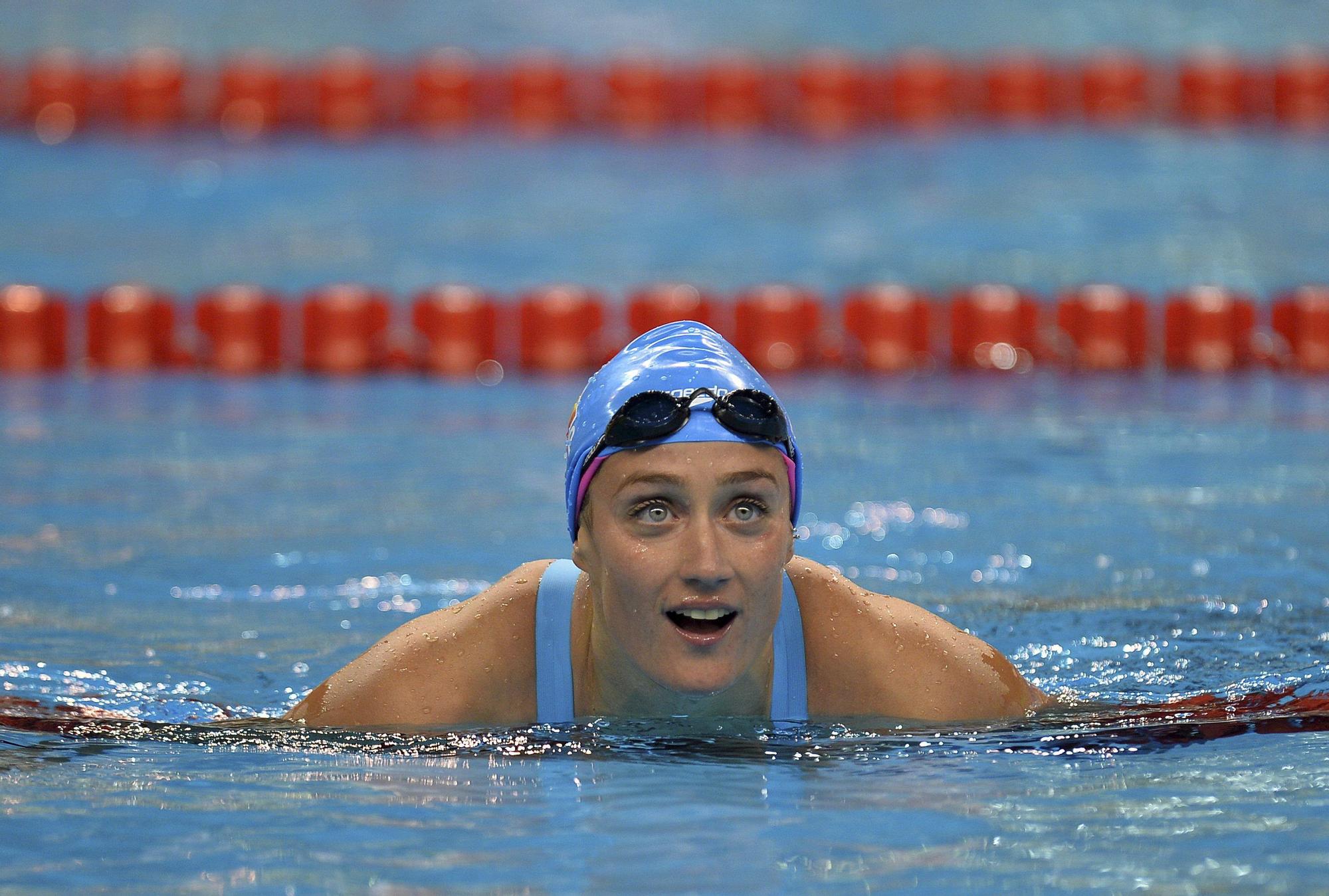 Mireia Belmonte tras una prueba de natación