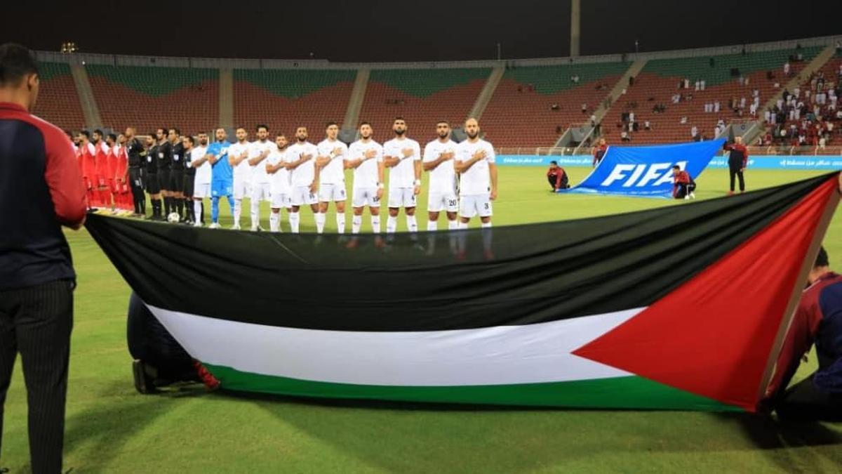 Los jugadores de la selección de Palestina en uno de los últimos partidos disputados.
