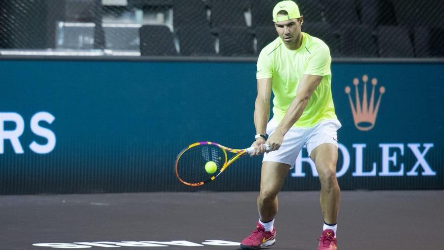 Rafa Nadal, entrenando este jueves por la mañana en París