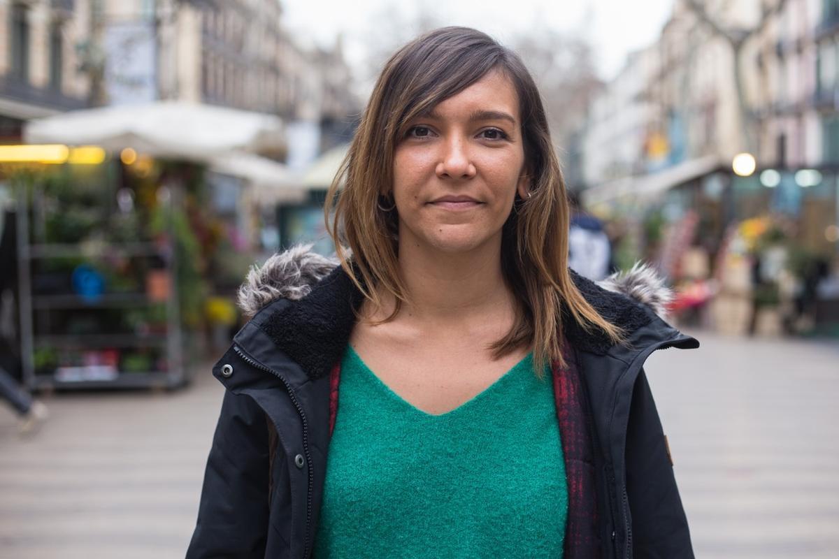 Esperanza Escribano, en la Rambla de Barcelona.