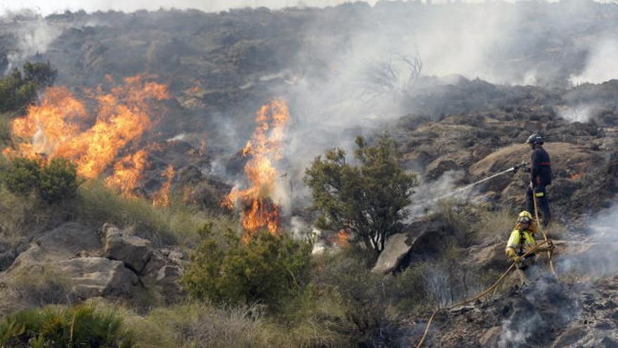 El Ejército combate el incendio junto a Escombreras