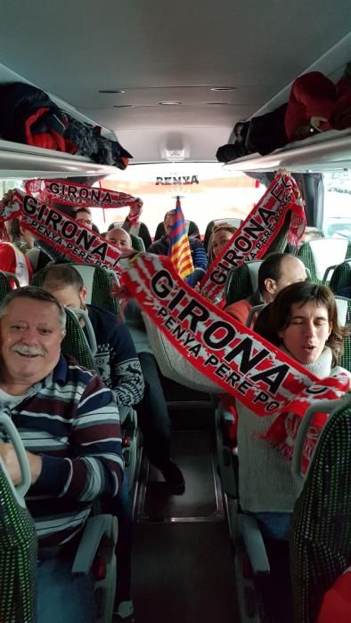 Els aficionants del Girona es desplacen al Camp Nou