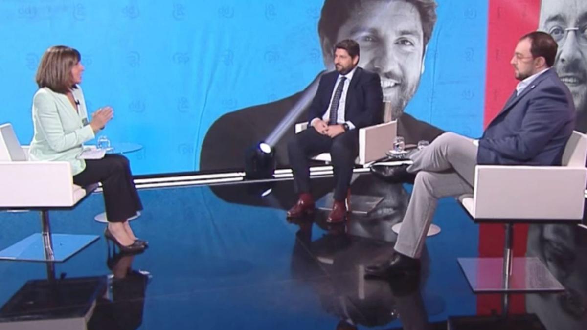 Ana Blanco, Fernando López Miras y Adrián Barbón. | Rtve