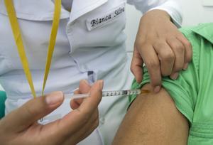 BRA100. Brasilia (BRASIL), 14/02/2017. Una persona se vacuna contra la fiebre amarilla hoy, martes 14 de febrero de 2017, en una clínica en Brasilia (Brasil). Este año, Brasil ha tenido 234 casos confirmados de fiebre amarilla y 79 muertes por la enfermedad, según un informe publicado el lunes por el Ministerio de Salud. Del total de muertes, 69 ocurrieron en Minas Gerais, el estado más afectado desde el principio el brote. El virus de la fiebre amarilla se transmite por mosquitos Haemagogus y Sabethes. EFE/Joédson Alves