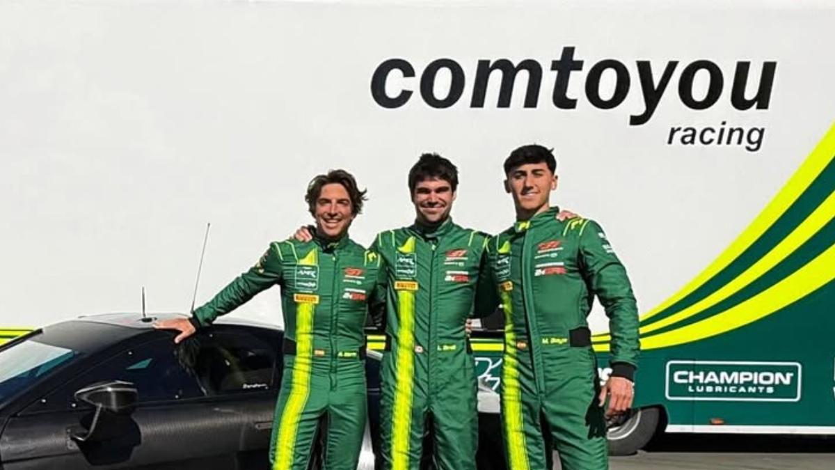 Lance Stroll junto a Mari Boya y Roberto Merhi