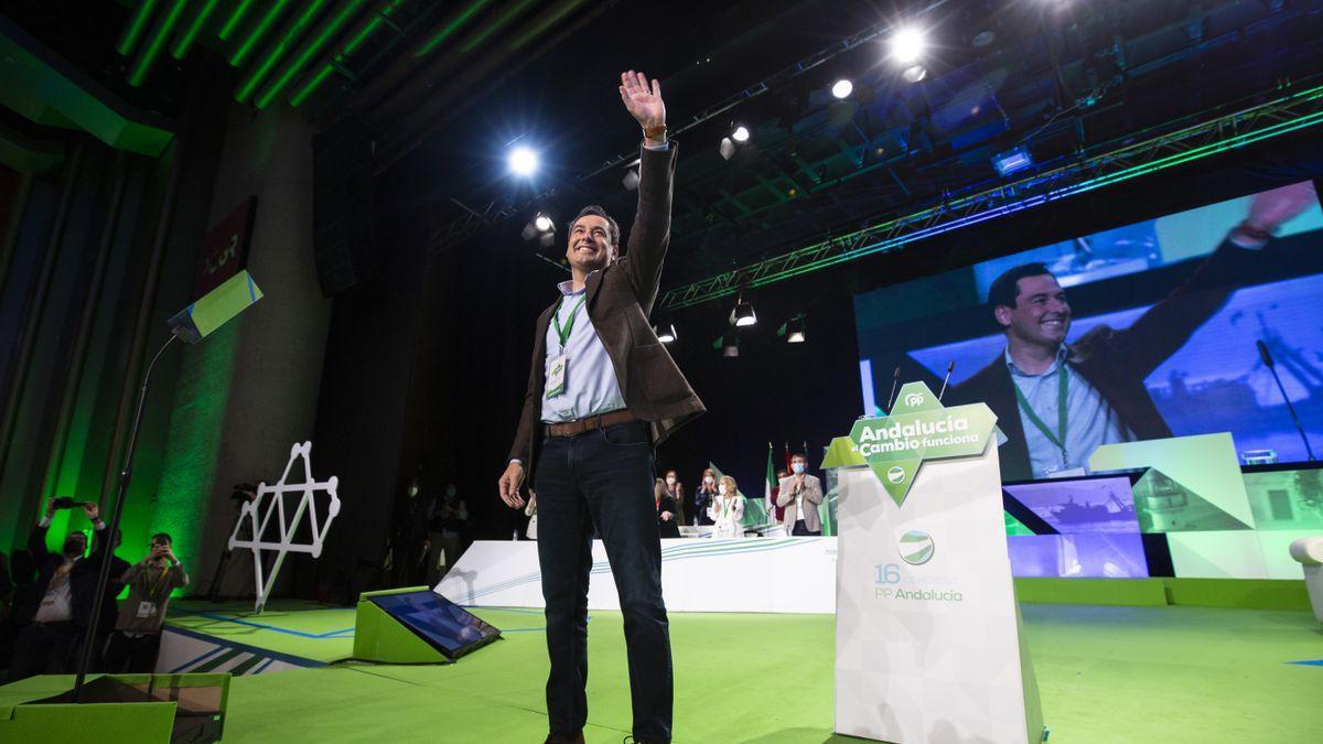 Juanma Moreno este sábado, en el Congreso del PP de Andalucía.