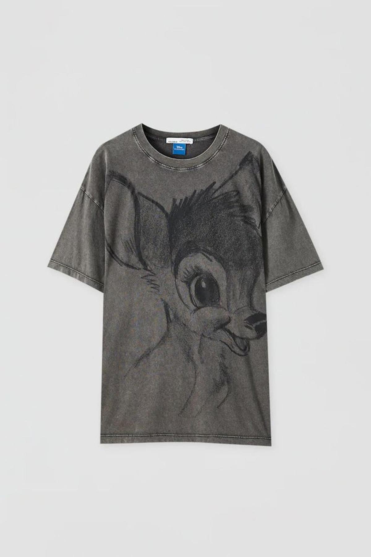 Camiseta negra con ilustración de 'Bambi', de Lefties