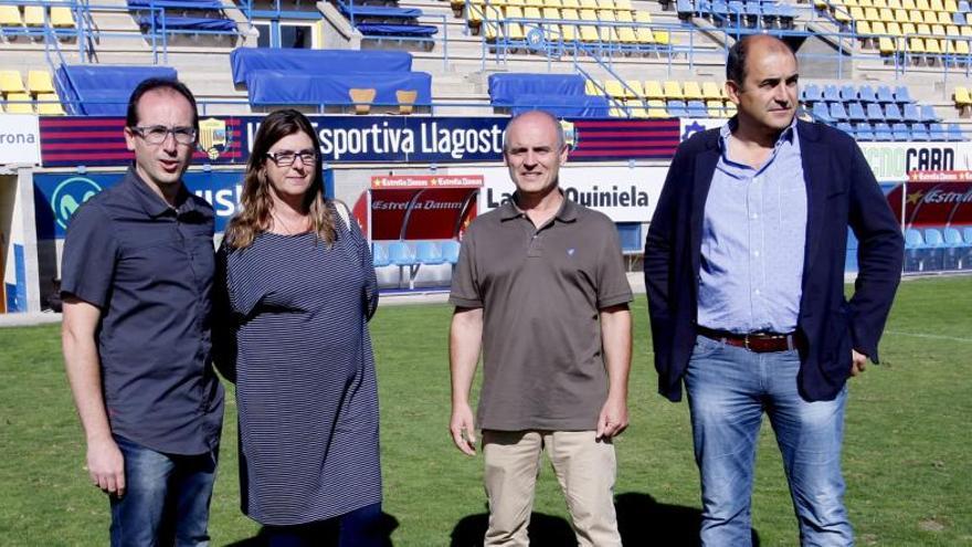 Lluis Puig, Isabel Tarragó, Joan Barba i Joan Pau Pérez al Nou Estadi de Palamós