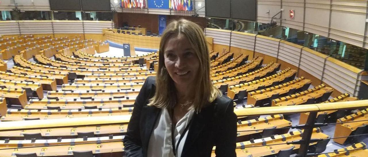 Susana Solís, en el hemiciclo de la sede de Bruselas del Parlamento Europeo. | M. Palicio