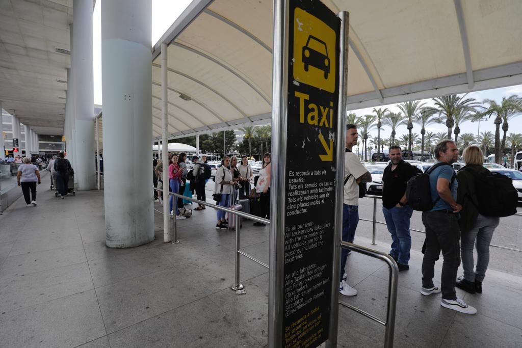 Los taxistas bloquean el aeropuerto de Palma tras un incidente con conductores de microbuses