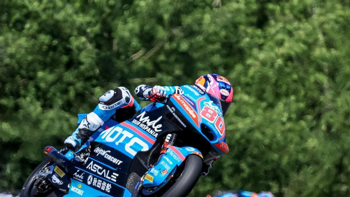 BRNO (Czech Republic), 20/06/2026.- Colombian Moto2 rider David Alonso of CFMOTO Inde Aspar Team in action during the Qualifying Nr.2 session for the Motorcycling Grand Prix of the Czech Republic at Masaryk circuit in Brno, Czech Republic, 20 June 2026. (Motociclismo, República Checa) EFE/EPA/MARTIN DIVISEK