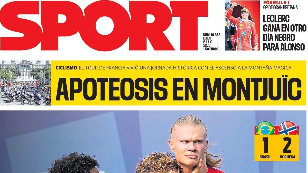 Esta es la portada de SPORT de hoy, lunes 6 de julio