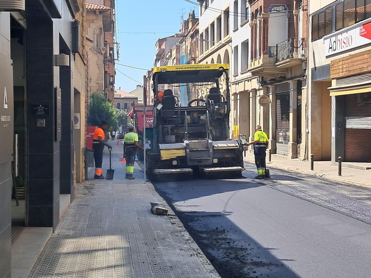 Treballs al carrer de Carrió, aquest dimarts al migdia