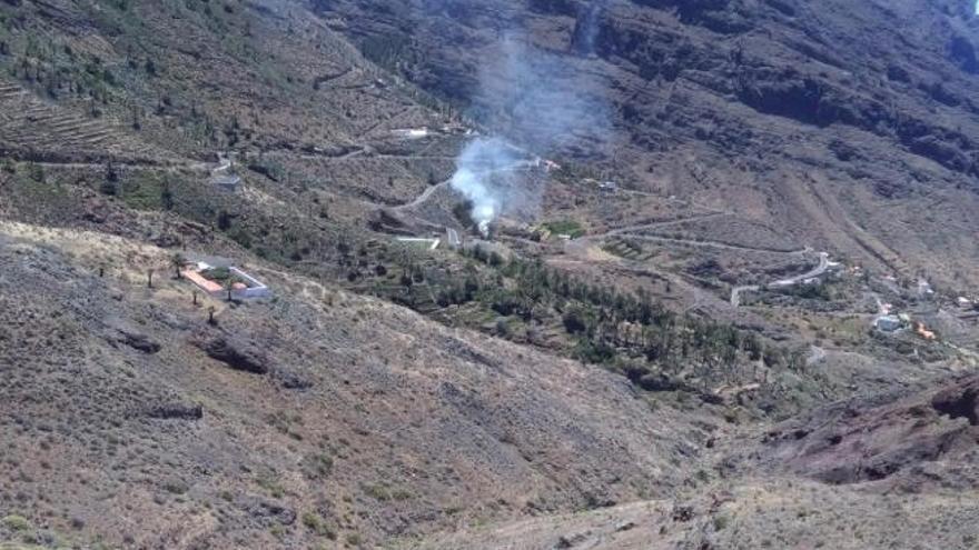 Imagen del conato de incendio en Taguluche, Valle Gran Rey