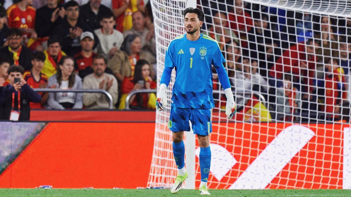 Leo Román, en su debut con la selección española absoluta, en Riazor.