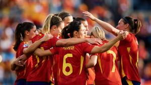 La selección española celebrando un gol