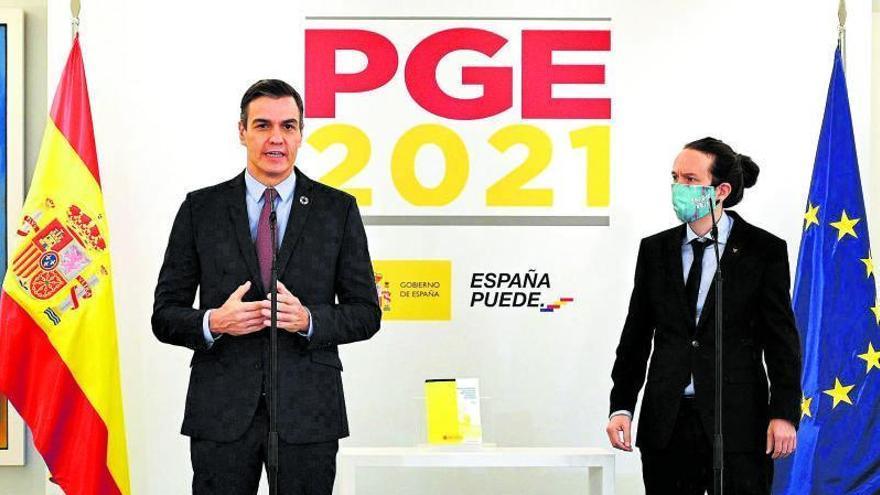 Pedro Sánchez y Pablo Iglesias, ayer, en La Moncloa.