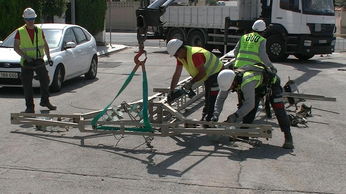 Obras de soterramiento de la línea de Iberdrola